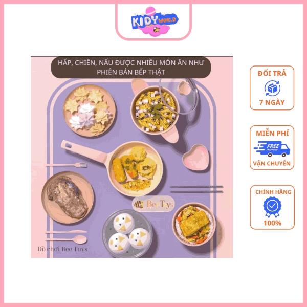 Bộ đồ chơi nấu ăn nhà bếp màu hồng bắt mắt - Hình ảnh 3