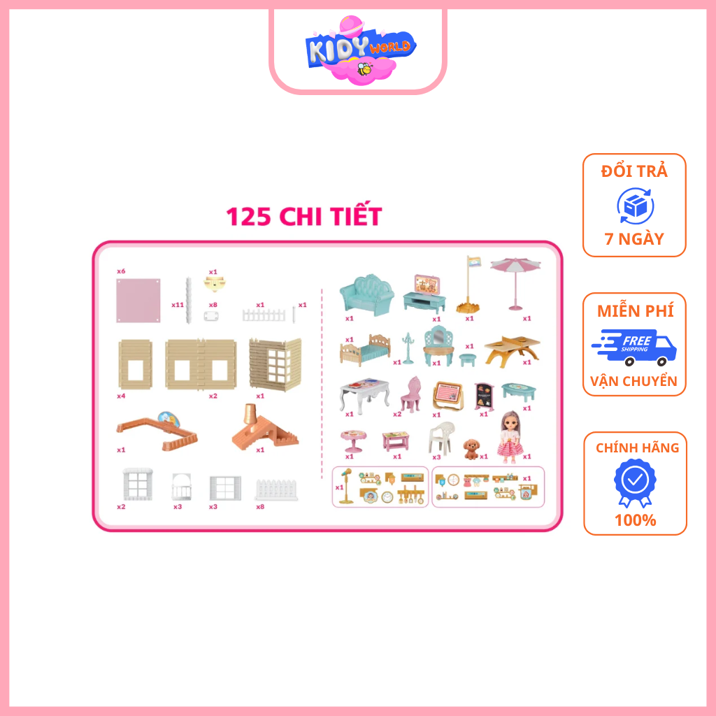 Bộ Ngôi Nhà Búp Bê Khổng Lồ Có Ống Khói - Hình ảnh 2